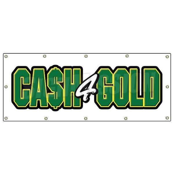 CASH FOR GOLD BANNER SIGN pawn shop jewelry store signs we buy silver